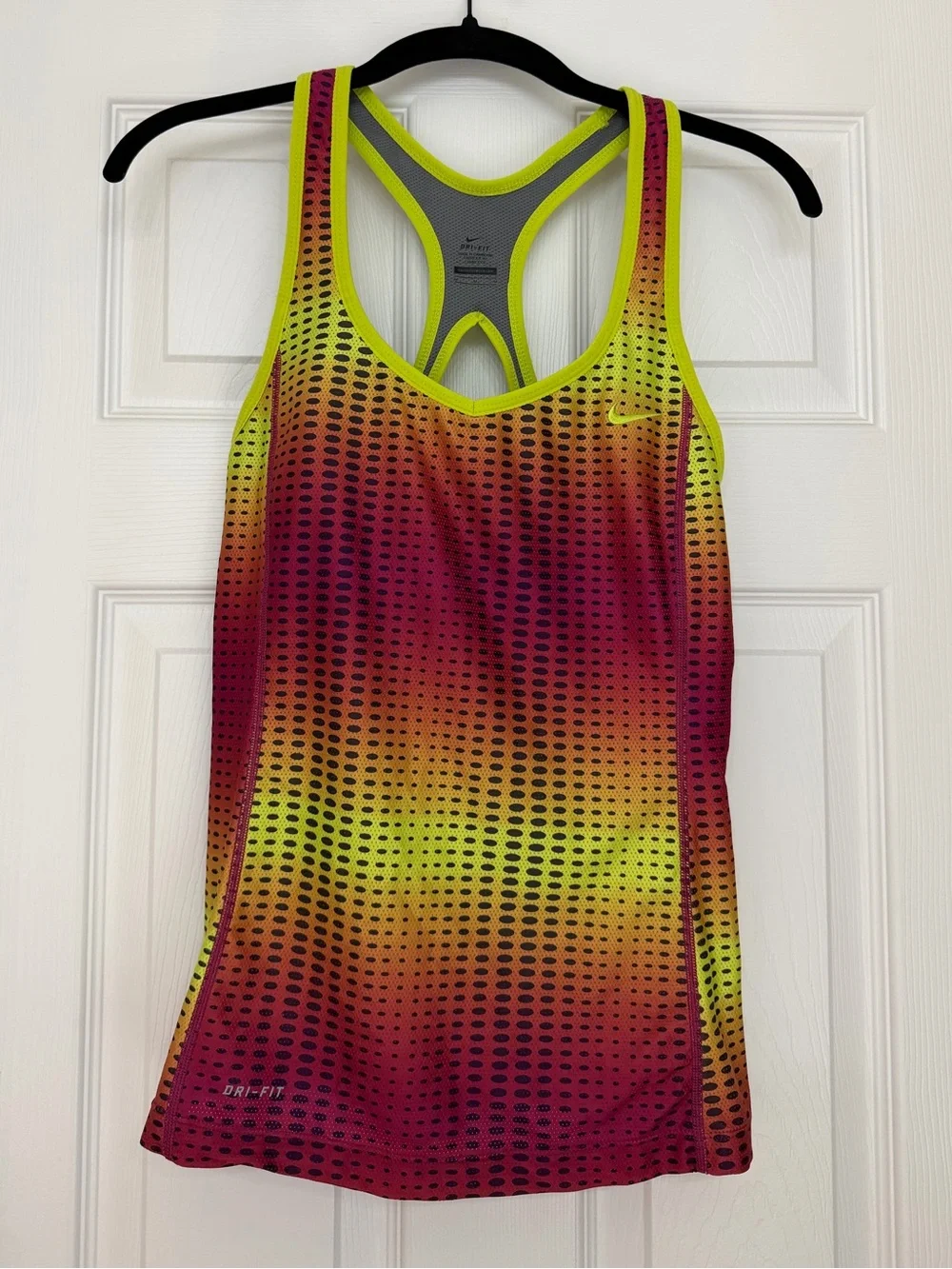 2012 Nike Racerback Dri-Fit Built-in Bra Tank in Neon Yellow & Pink Gradient